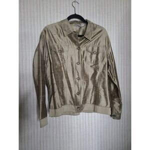 Chico's Metallic Bronze Lightweight Jacket Blazer Women's Size 2 (12-14)